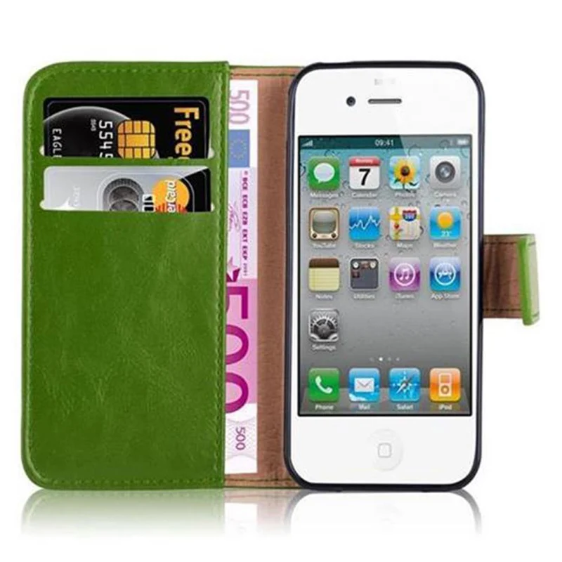 Cadorabo Hülle kompatibel mit Apple iPhone 4 / 4S Schutzhülle mit Magnetverschluss, Standfunktion und Kartenfach