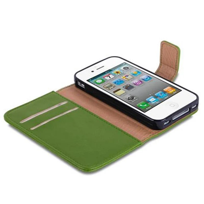 Cadorabo Hülle kompatibel mit Apple iPhone 4 / 4S Schutzhülle mit Magnetverschluss, Standfunktion und Kartenfach