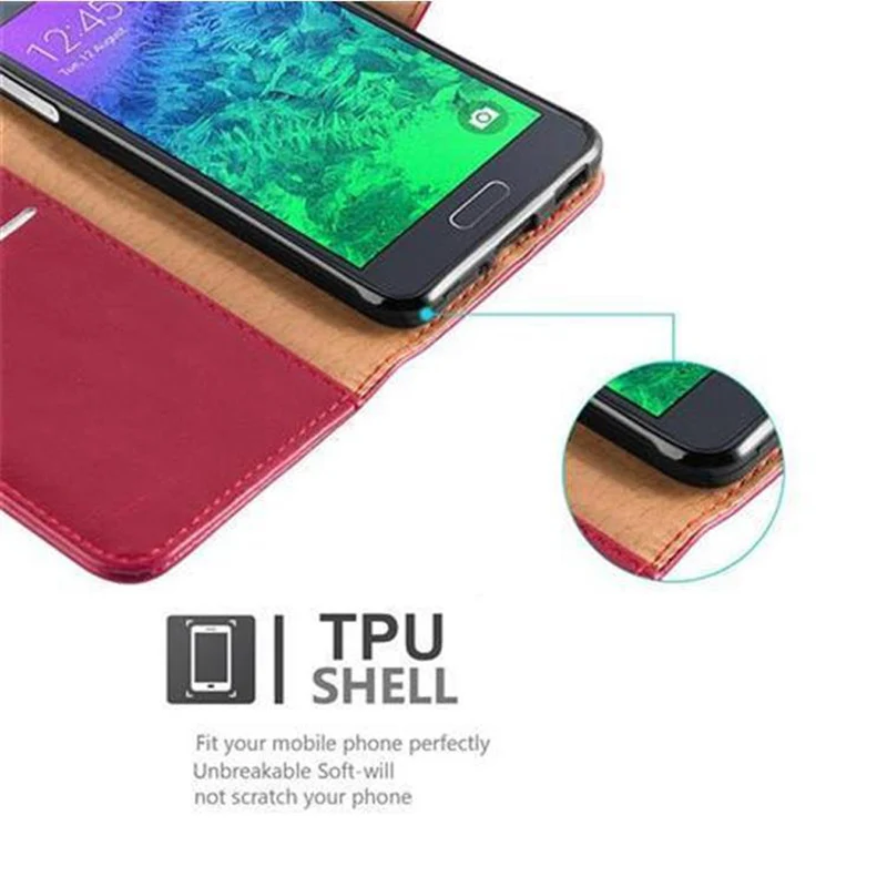 Cadorabo Hülle kompatibel mit Samsung Galaxy ALPHA Schutzhülle mit Magnetverschluss, Standfunktion und Kartenfach