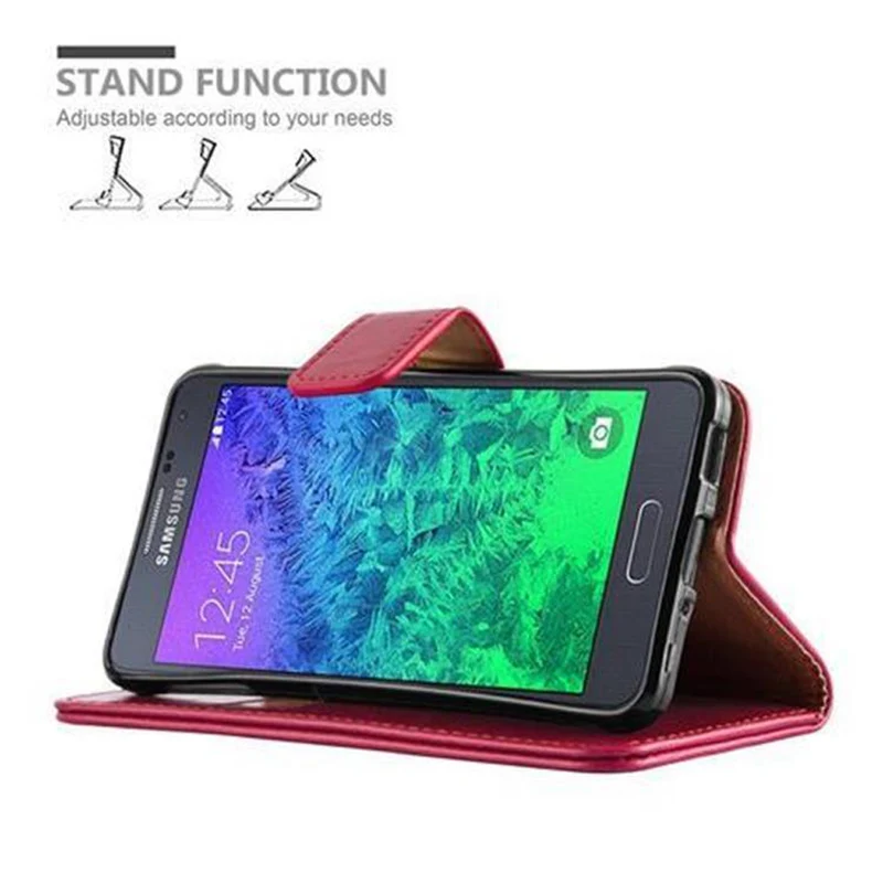 Cadorabo Hülle kompatibel mit Samsung Galaxy ALPHA Schutzhülle mit Magnetverschluss, Standfunktion und Kartenfach