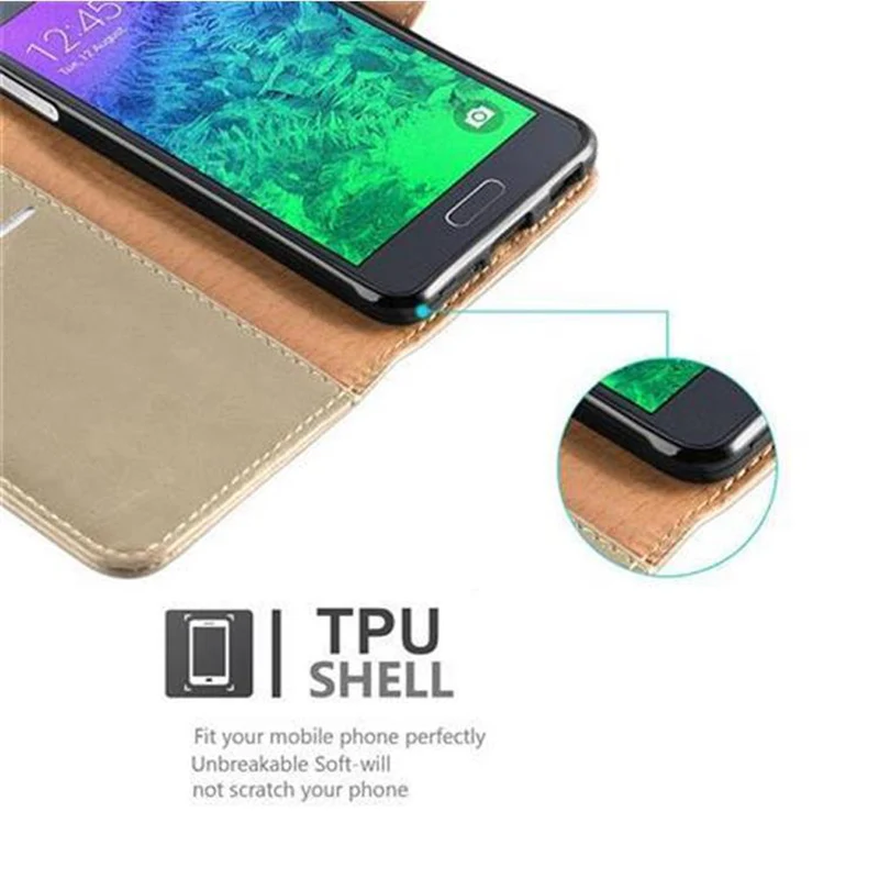 Cadorabo Hülle kompatibel mit Samsung Galaxy ALPHA Schutzhülle mit Magnetverschluss, Standfunktion und Kartenfach