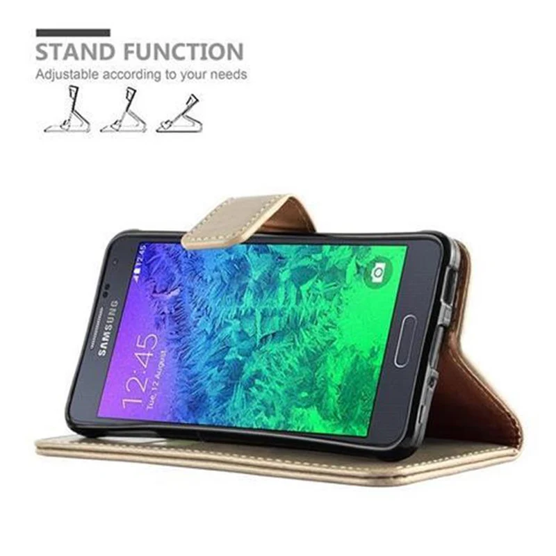 Cadorabo Hülle kompatibel mit Samsung Galaxy ALPHA Schutzhülle mit Magnetverschluss, Standfunktion und Kartenfach
