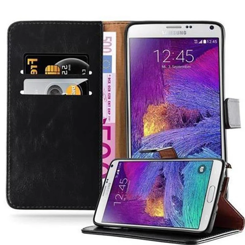 Cadorabo Hülle kompatibel mit Samsung Galaxy NOTE 4 Schutzhülle mit Magnetverschluss, Standfunktion und Kartenfach