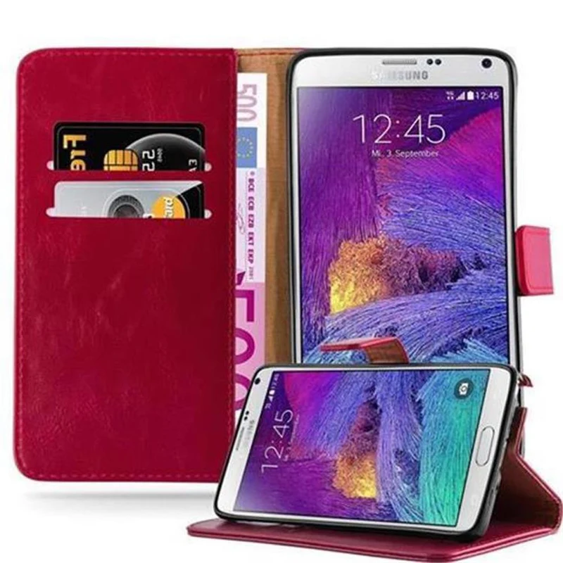 Cadorabo Hülle kompatibel mit Samsung Galaxy NOTE 4 Schutzhülle mit Magnetverschluss, Standfunktion und Kartenfach