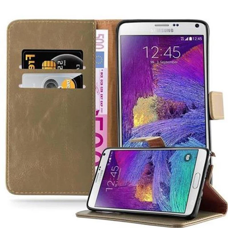 Cadorabo Hülle kompatibel mit Samsung Galaxy NOTE 4 Schutzhülle mit Magnetverschluss, Standfunktion und Kartenfach