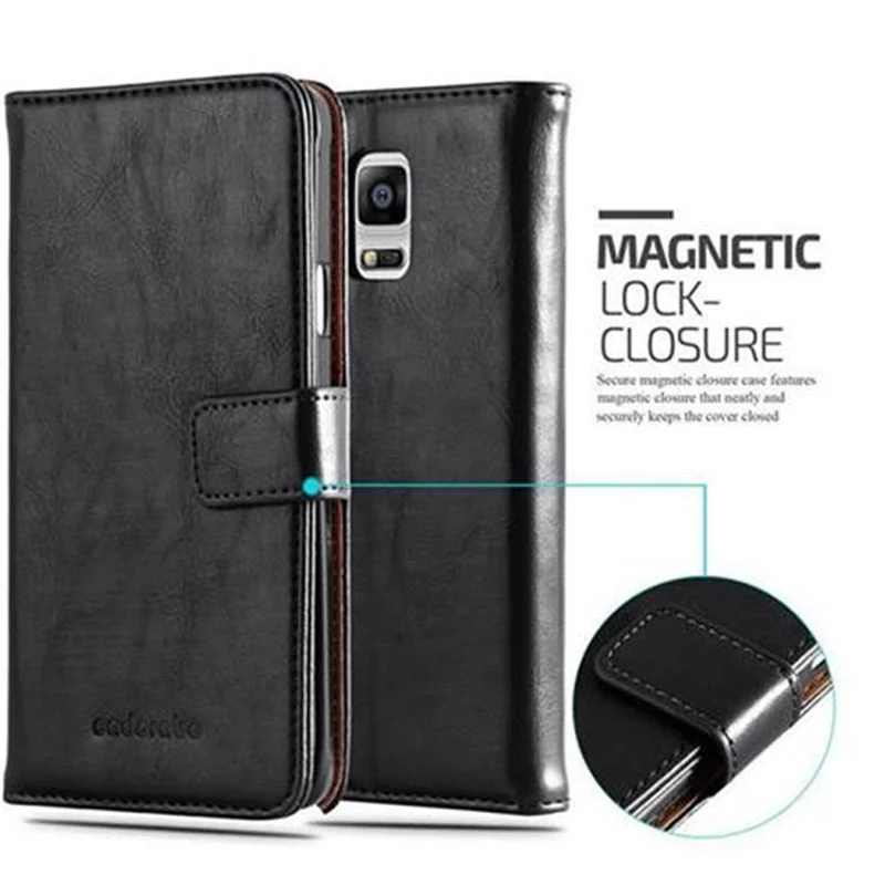 Cadorabo Hülle kompatibel mit Samsung Galaxy NOTE 4 Schutzhülle mit Magnetverschluss, Standfunktion und Kartenfach
