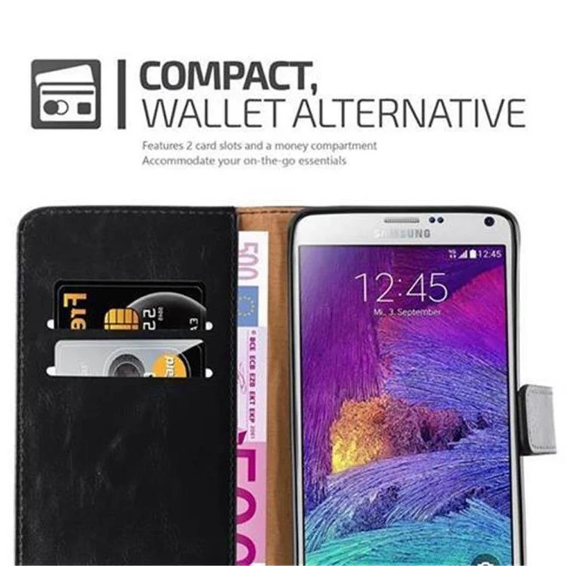 Cadorabo Hülle kompatibel mit Samsung Galaxy NOTE 4 Schutzhülle mit Magnetverschluss, Standfunktion und Kartenfach