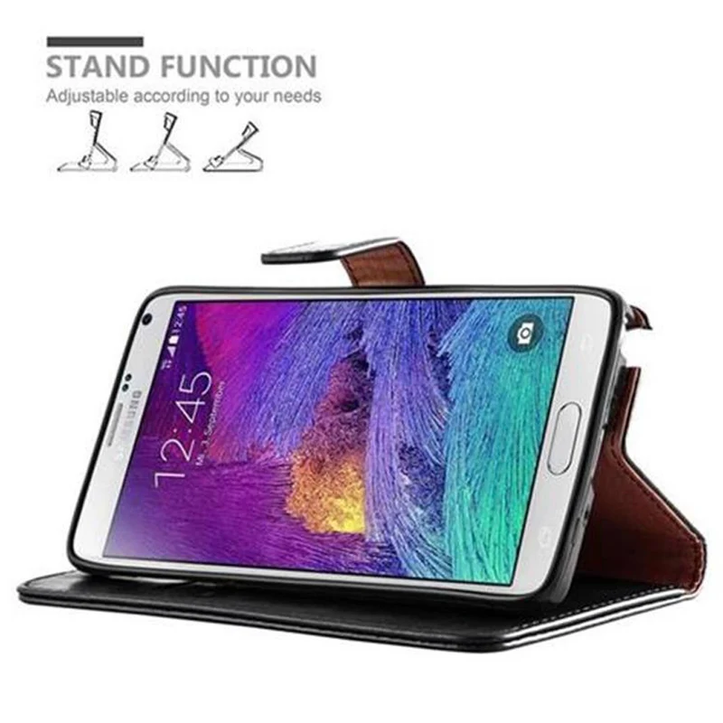 Cadorabo Hülle kompatibel mit Samsung Galaxy NOTE 4 Schutzhülle mit Magnetverschluss, Standfunktion und Kartenfach