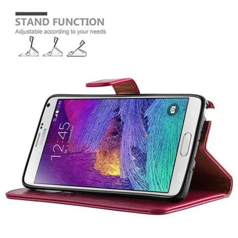 Cadorabo Hülle kompatibel mit Samsung Galaxy NOTE 4 Schutzhülle mit Magnetverschluss, Standfunktion und Kartenfach