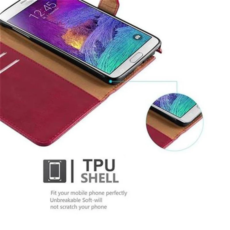 Cadorabo Hülle kompatibel mit Samsung Galaxy NOTE 4 Schutzhülle mit Magnetverschluss, Standfunktion und Kartenfach