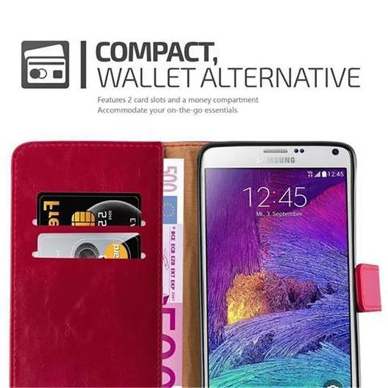 Cadorabo Hülle kompatibel mit Samsung Galaxy NOTE 4 Schutzhülle mit Magnetverschluss, Standfunktion und Kartenfach