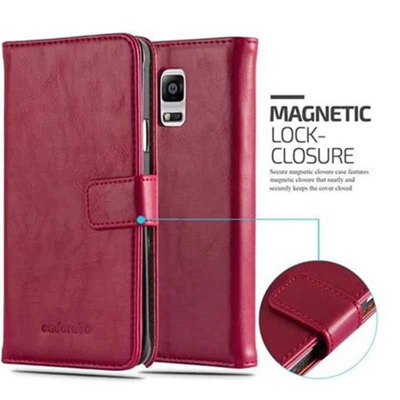 Cadorabo Hülle kompatibel mit Samsung Galaxy NOTE 4 Schutzhülle mit Magnetverschluss, Standfunktion und Kartenfach