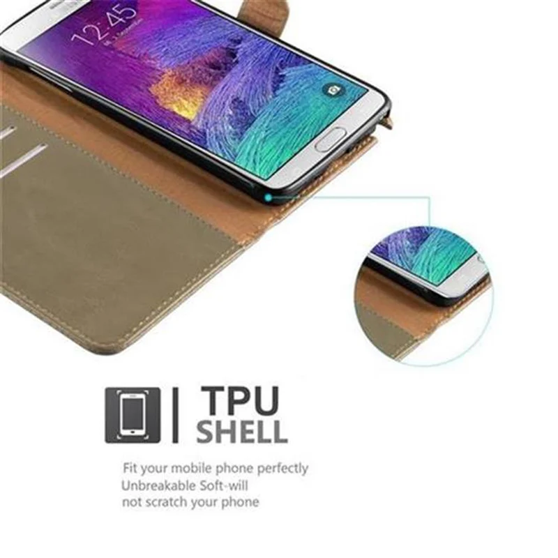 Cadorabo Hülle kompatibel mit Samsung Galaxy NOTE 4 Schutzhülle mit Magnetverschluss, Standfunktion und Kartenfach
