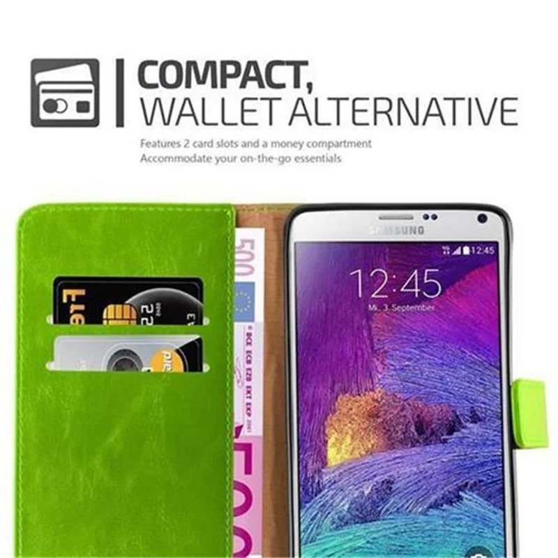 Cadorabo Hülle kompatibel mit Samsung Galaxy NOTE 4 Schutzhülle mit Magnetverschluss, Standfunktion und Kartenfach