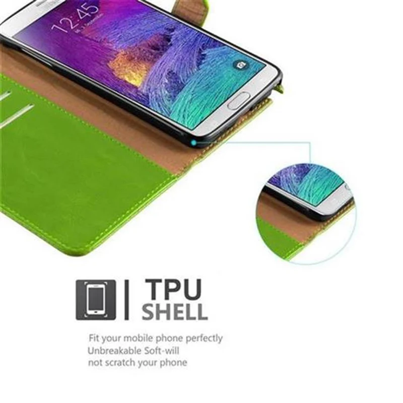 Cadorabo Hülle kompatibel mit Samsung Galaxy NOTE 4 Schutzhülle mit Magnetverschluss, Standfunktion und Kartenfach