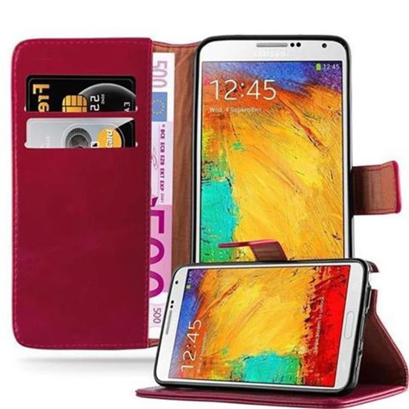Cadorabo Hülle kompatibel mit Samsung Galaxy NOTE 3 Schutzhülle mit Magnetverschluss, Standfunktion und Kartenfach