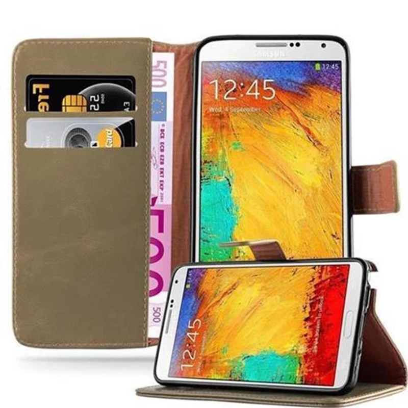 Cadorabo Hülle kompatibel mit Samsung Galaxy NOTE 3 Schutzhülle mit Magnetverschluss, Standfunktion und Kartenfach