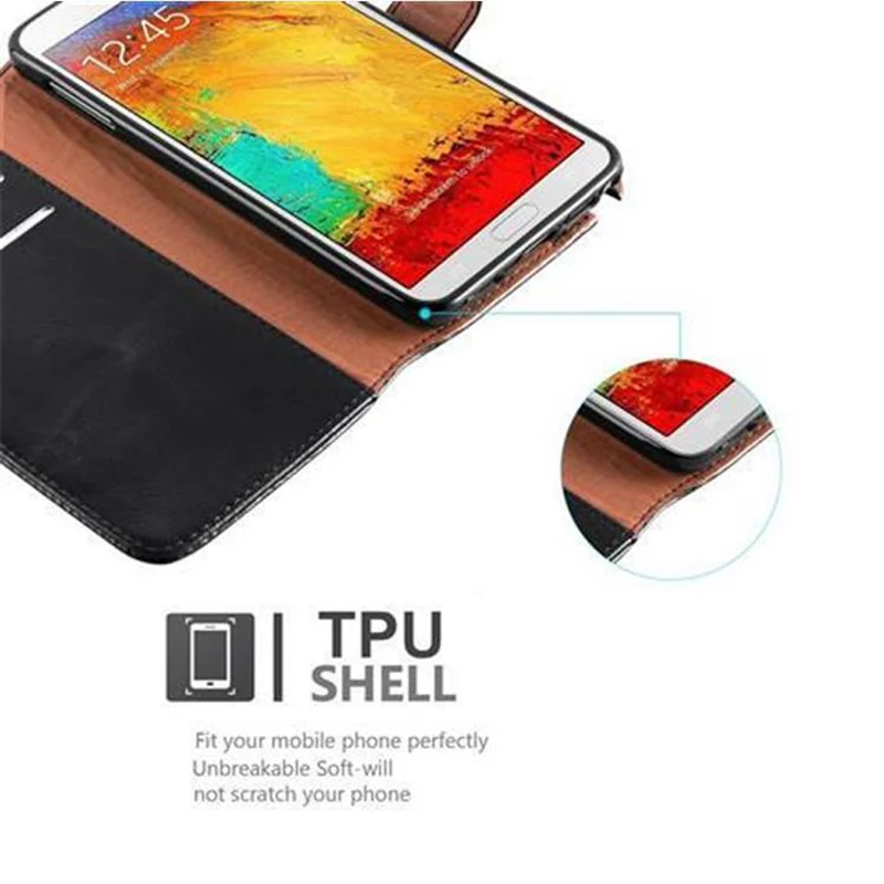 Cadorabo Hülle kompatibel mit Samsung Galaxy NOTE 3 Schutzhülle mit Magnetverschluss, Standfunktion und Kartenfach