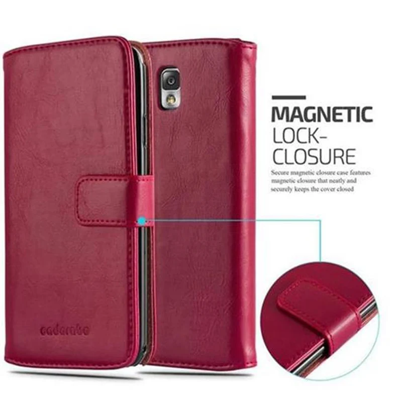 Cadorabo Hülle kompatibel mit Samsung Galaxy NOTE 3 Schutzhülle mit Magnetverschluss, Standfunktion und Kartenfach