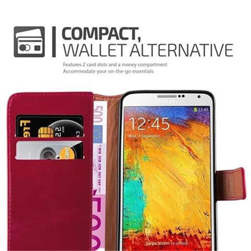 Cadorabo Hülle kompatibel mit Samsung Galaxy NOTE 3 Schutzhülle mit Magnetverschluss, Standfunktion und Kartenfach