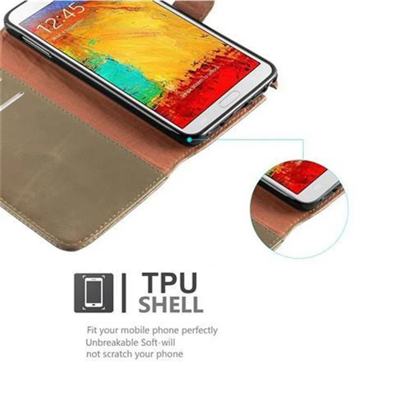Cadorabo Hülle kompatibel mit Samsung Galaxy NOTE 3 Schutzhülle mit Magnetverschluss, Standfunktion und Kartenfach