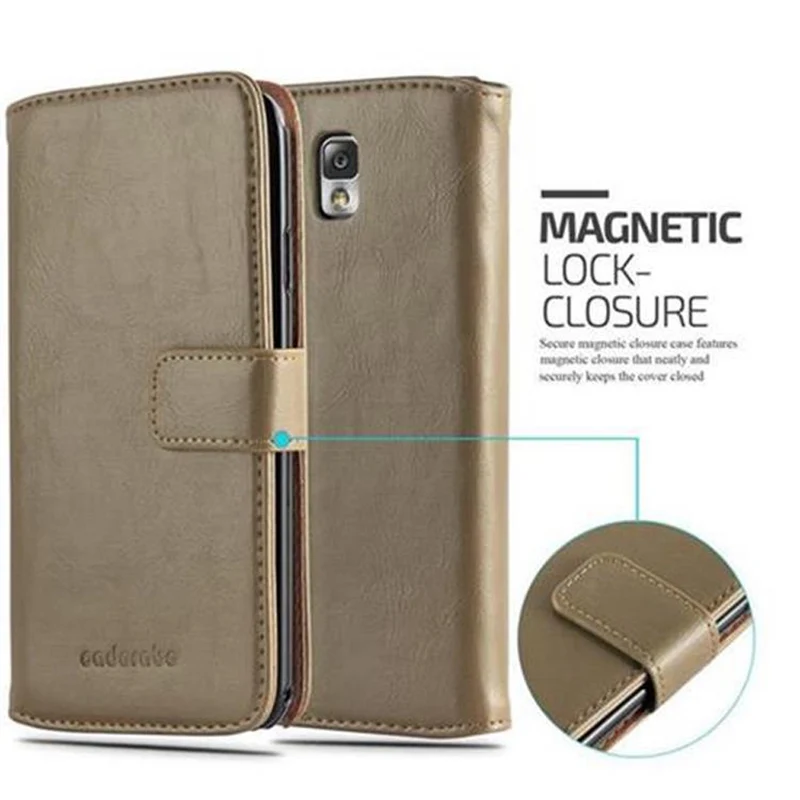 Cadorabo Hülle kompatibel mit Samsung Galaxy NOTE 3 Schutzhülle mit Magnetverschluss, Standfunktion und Kartenfach
