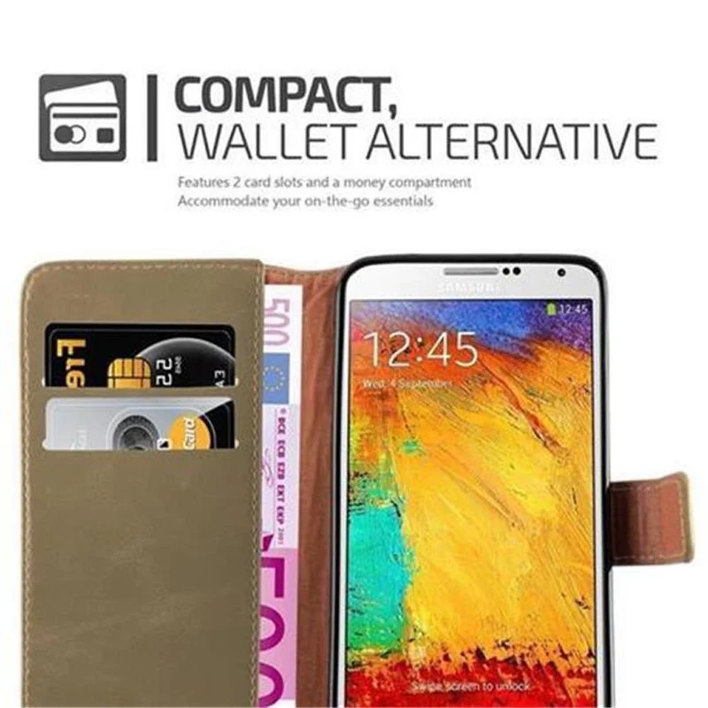 Cadorabo Hülle kompatibel mit Samsung Galaxy NOTE 3 Schutzhülle mit Magnetverschluss, Standfunktion und Kartenfach