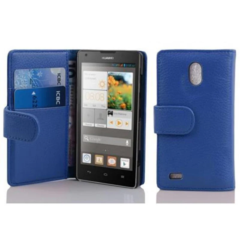 Cadorabo Hülle kompatibel mit Huawei ASCEND G700 Schutzhülle aus strukturiertem Kunstleder und Kartenfach