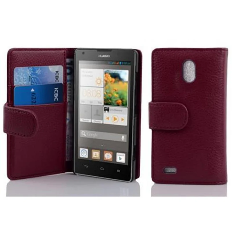 Cadorabo Hülle kompatibel mit Huawei ASCEND G700 Schutzhülle aus strukturiertem Kunstleder und Kartenfach