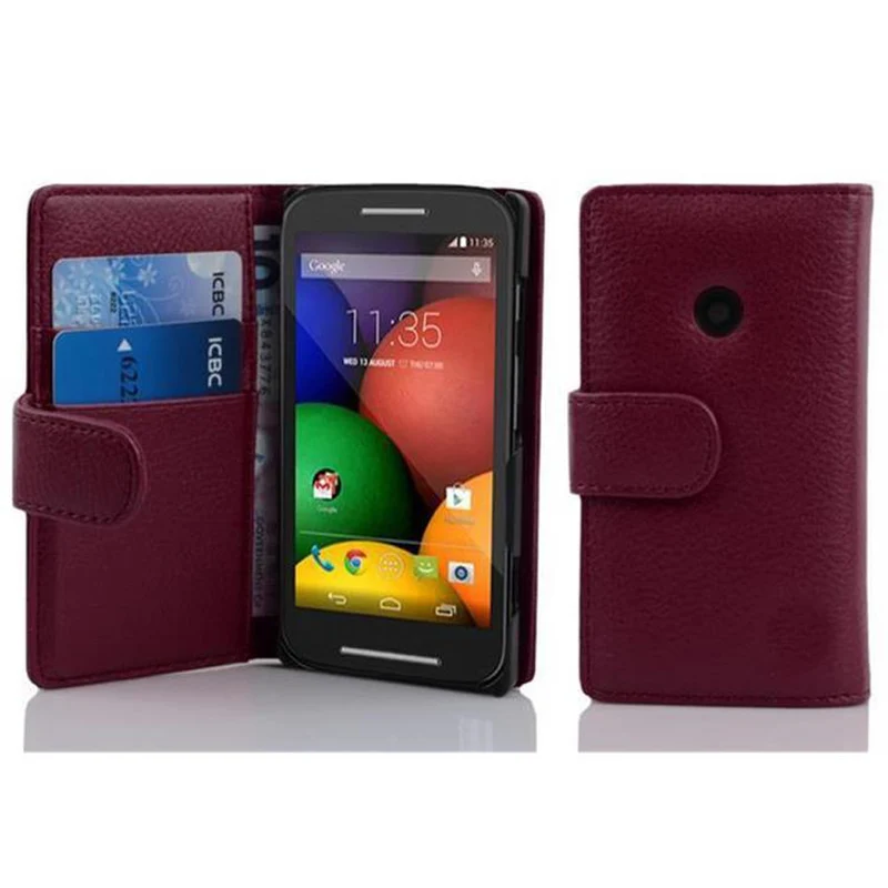 Cadorabo Hülle kompatibel mit Motorola MOTO E Schutzhülle aus strukturiertem Kunstleder und Kartenfach