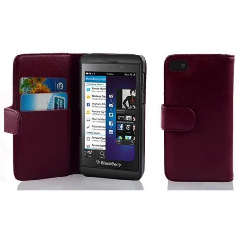 Cadorabo Hülle kompatibel mit Blackberry Z10 Schutzhülle aus strukturiertem Kunstleder und Kartenfach