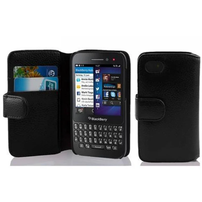 Cadorabo Hülle kompatibel mit Blackberry Q5 Schutzhülle aus strukturiertem Kunstleder und Kartenfach