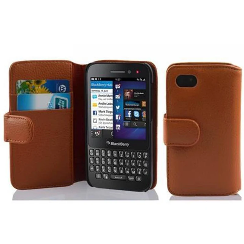 Cadorabo Hülle kompatibel mit Blackberry Q5 Schutzhülle aus strukturiertem Kunstleder und Kartenfach
