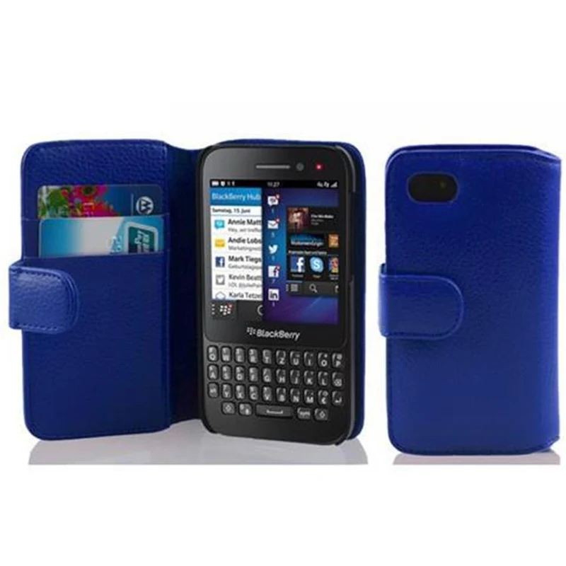 Cadorabo Hülle kompatibel mit Blackberry Q5 Schutzhülle aus strukturiertem Kunstleder und Kartenfach