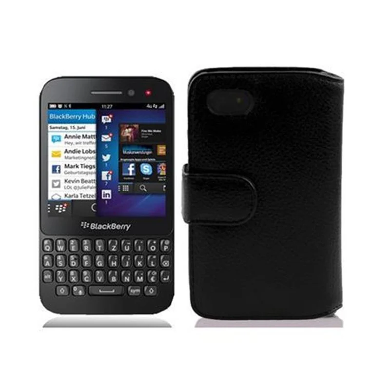 Cadorabo Hülle kompatibel mit Blackberry Q5 Schutzhülle aus strukturiertem Kunstleder und Kartenfach