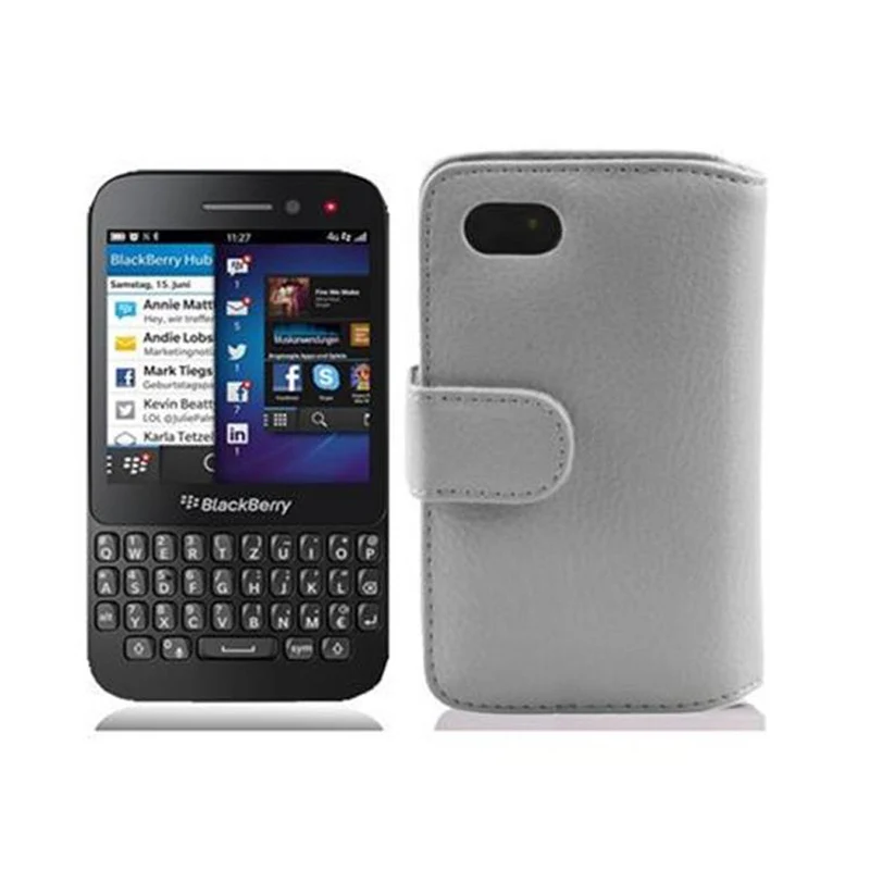 Cadorabo Hülle kompatibel mit Blackberry Q5 Schutzhülle aus strukturiertem Kunstleder und Kartenfach
