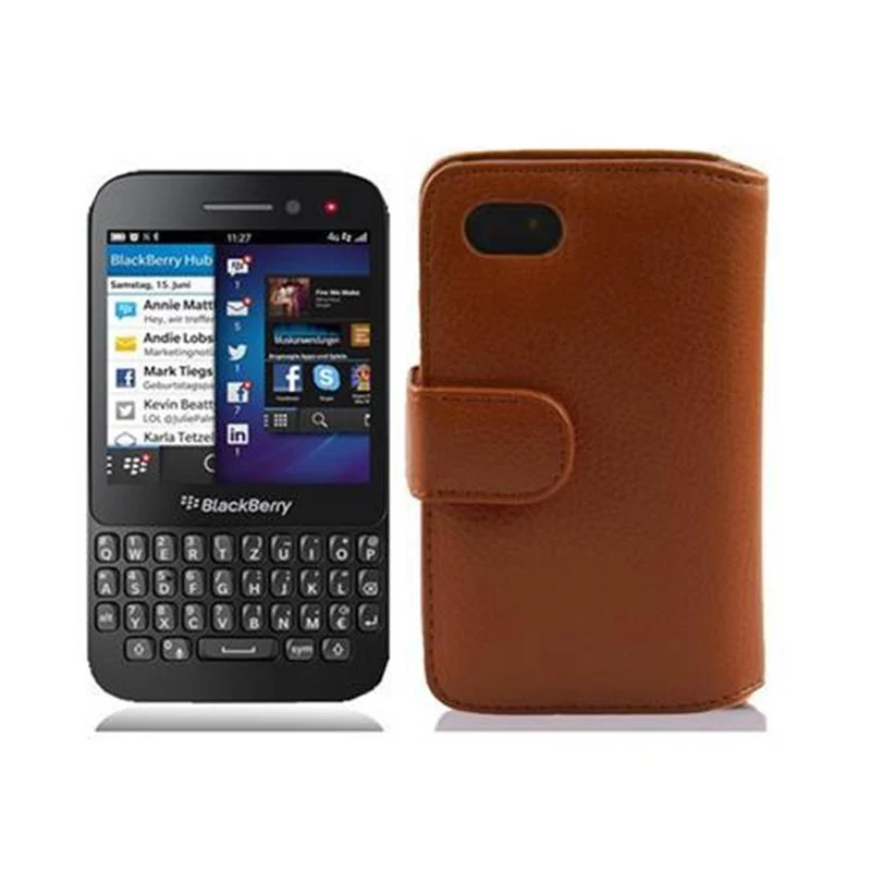 Cadorabo Hülle kompatibel mit Blackberry Q5 Schutzhülle aus strukturiertem Kunstleder und Kartenfach