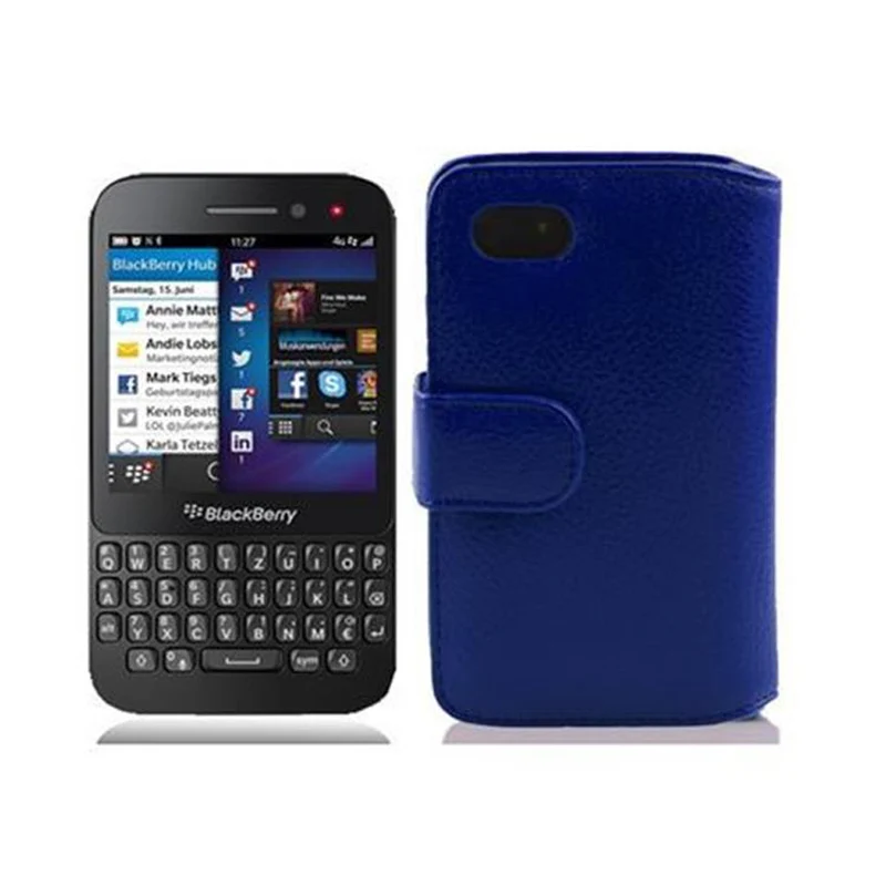 Cadorabo Hülle kompatibel mit Blackberry Q5 Schutzhülle aus strukturiertem Kunstleder und Kartenfach