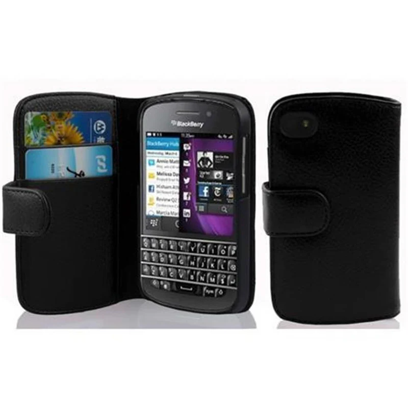 Cadorabo Hülle kompatibel mit Blackberry Q10 Schutzhülle aus strukturiertem Kunstleder und Kartenfach