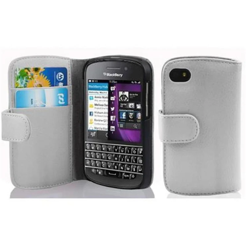 Cadorabo Hülle kompatibel mit Blackberry Q10 Schutzhülle aus strukturiertem Kunstleder und Kartenfach