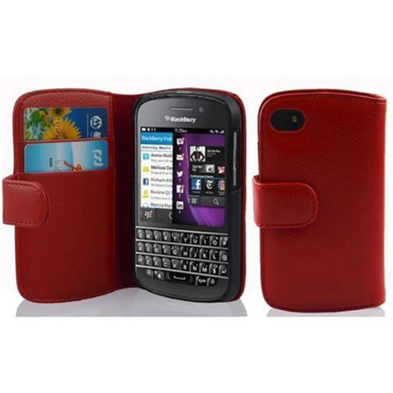 Cadorabo Hülle kompatibel mit Blackberry Q10 Schutzhülle aus strukturiertem Kunstleder und Kartenfach