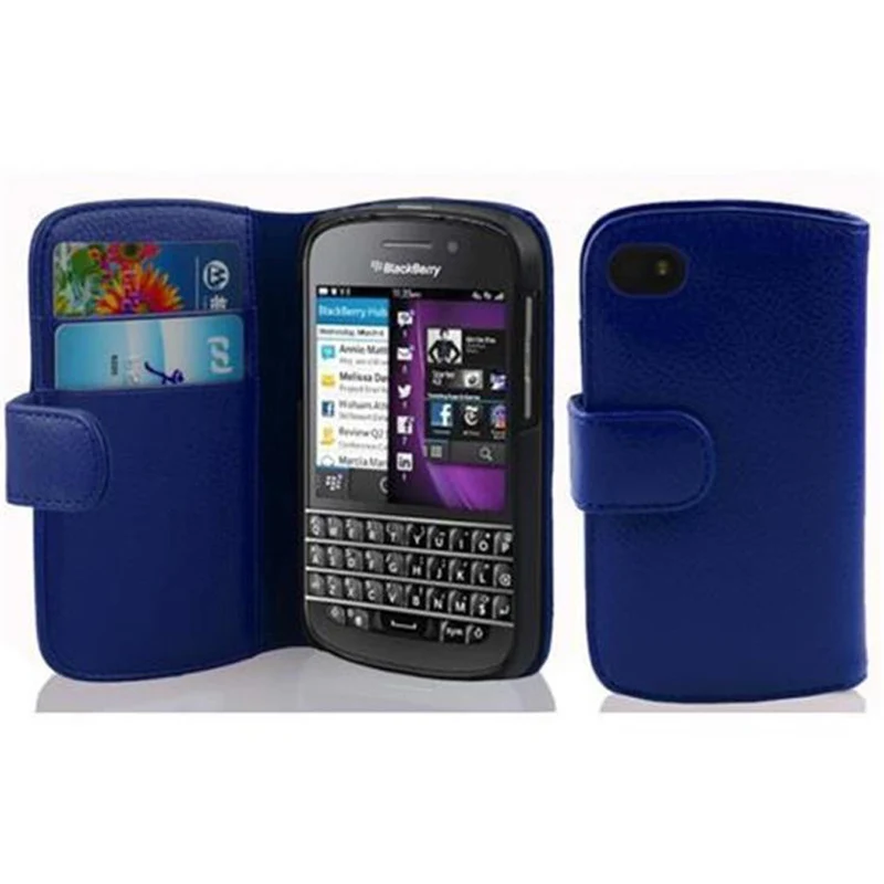 Cadorabo Hülle kompatibel mit Blackberry Q10 Schutzhülle aus strukturiertem Kunstleder und Kartenfach
