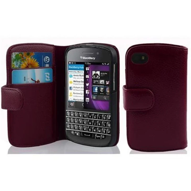 Cadorabo Hülle kompatibel mit Blackberry Q10 Schutzhülle aus strukturiertem Kunstleder und Kartenfach