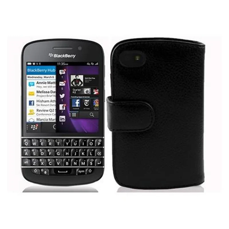 Cadorabo Hülle kompatibel mit Blackberry Q10 Schutzhülle aus strukturiertem Kunstleder und Kartenfach