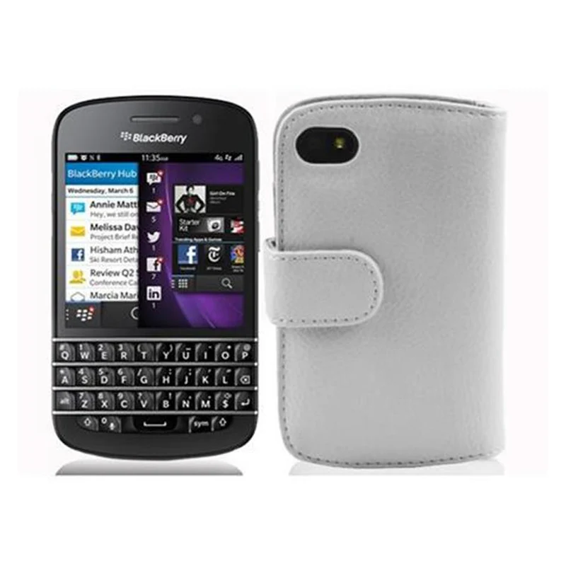 Cadorabo Hülle kompatibel mit Blackberry Q10 Schutzhülle aus strukturiertem Kunstleder und Kartenfach