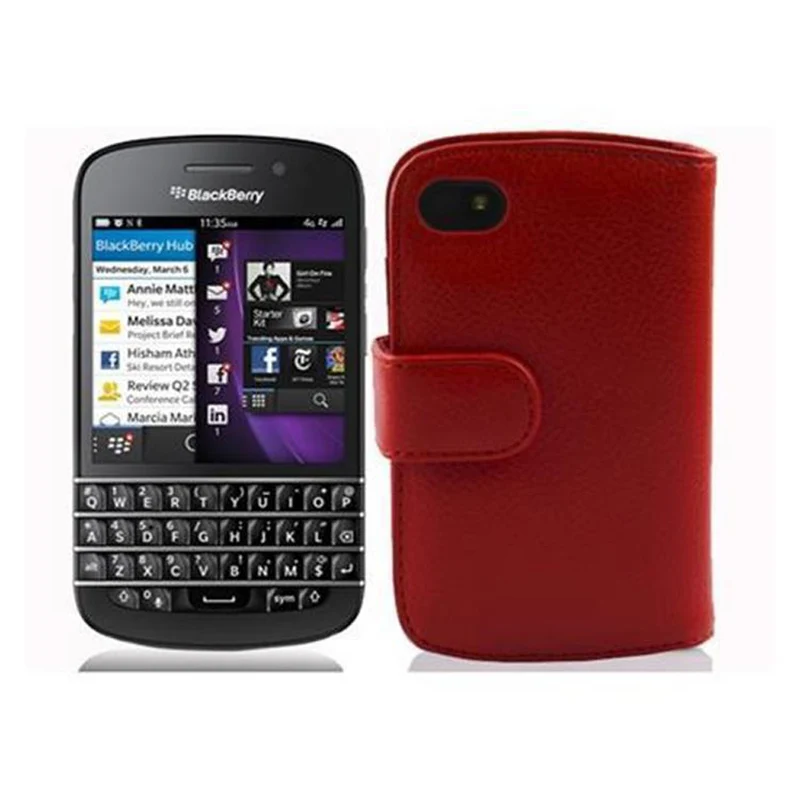 Cadorabo Hülle kompatibel mit Blackberry Q10 Schutzhülle aus strukturiertem Kunstleder und Kartenfach