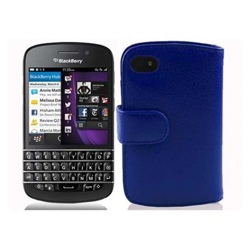 Cadorabo Hülle kompatibel mit Blackberry Q10 Schutzhülle aus strukturiertem Kunstleder und Kartenfach