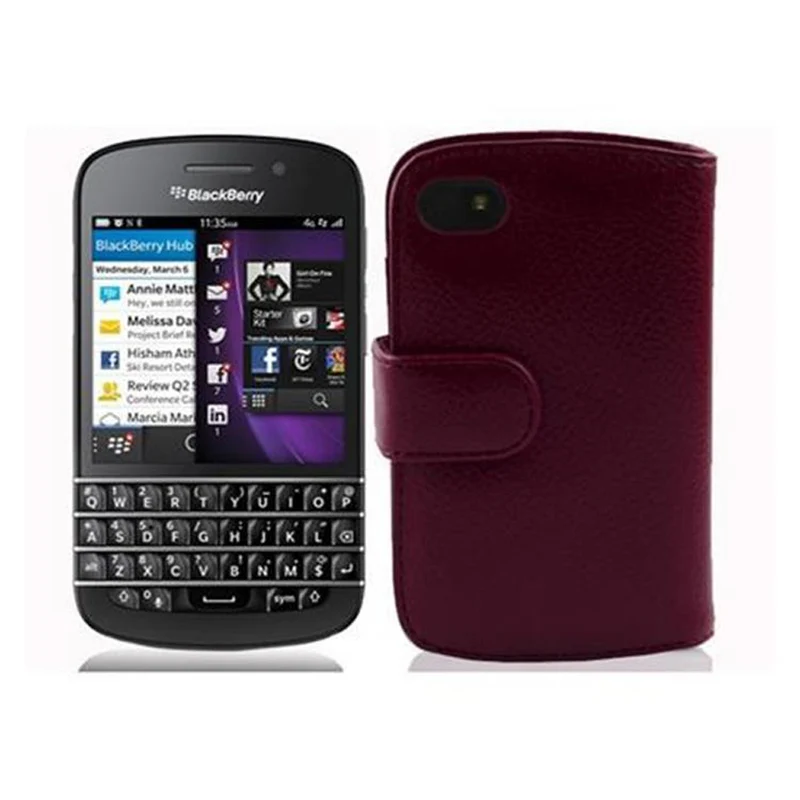 Cadorabo Hülle kompatibel mit Blackberry Q10 Schutzhülle aus strukturiertem Kunstleder und Kartenfach