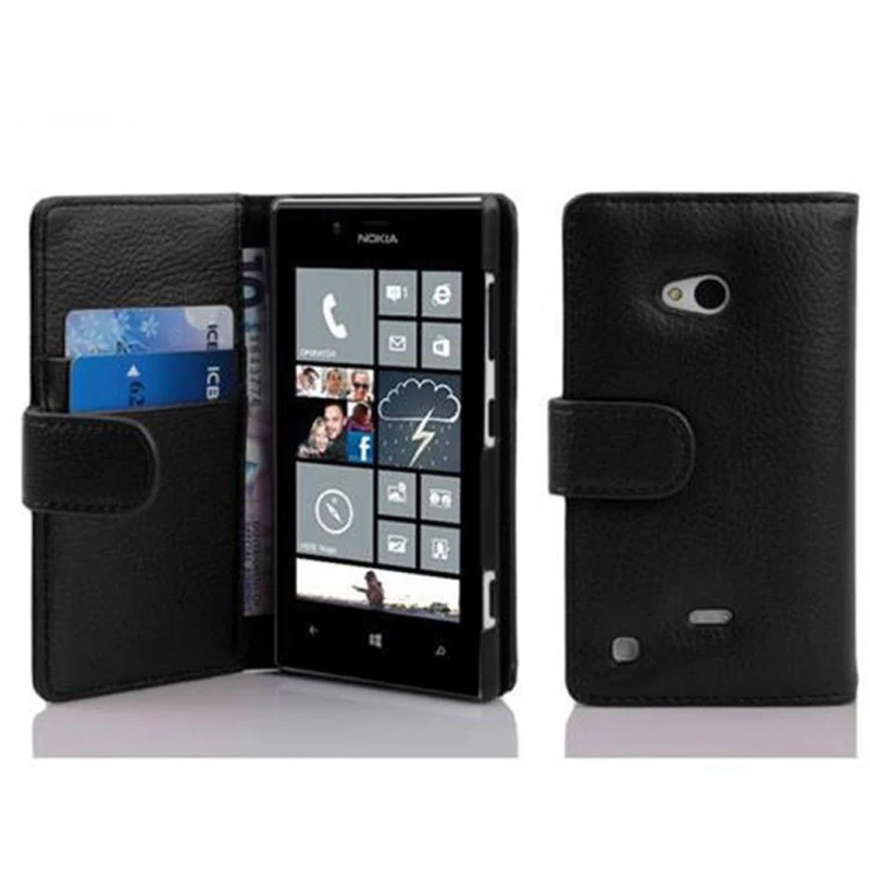Cadorabo Hülle kompatibel mit Nokia Lumia 720 Schutzhülle aus strukturiertem Kunstleder und Kartenfach
