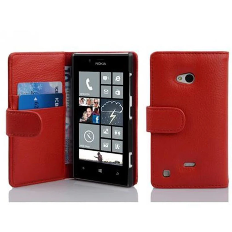 Cadorabo Hülle kompatibel mit Nokia Lumia 720 Schutzhülle aus strukturiertem Kunstleder und Kartenfach